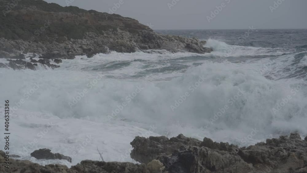 Massive Costal Waves And Stormy Sea, Peloponnes, Greece. 120FPS Massive Costal Waves And Stormy Sea, Peloponnes, Greece. 120FPS