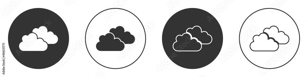 Black Cloud icon isolated on white background. Circle button. Vector. Black Cloud icon isolated on white background. Circle button. Vector.