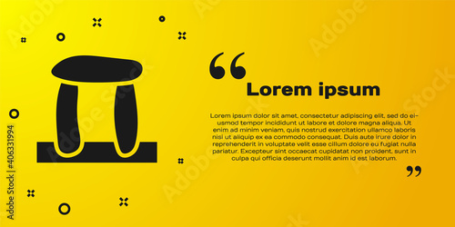Black Stonehenge icon isolated on yellow background. Vector.