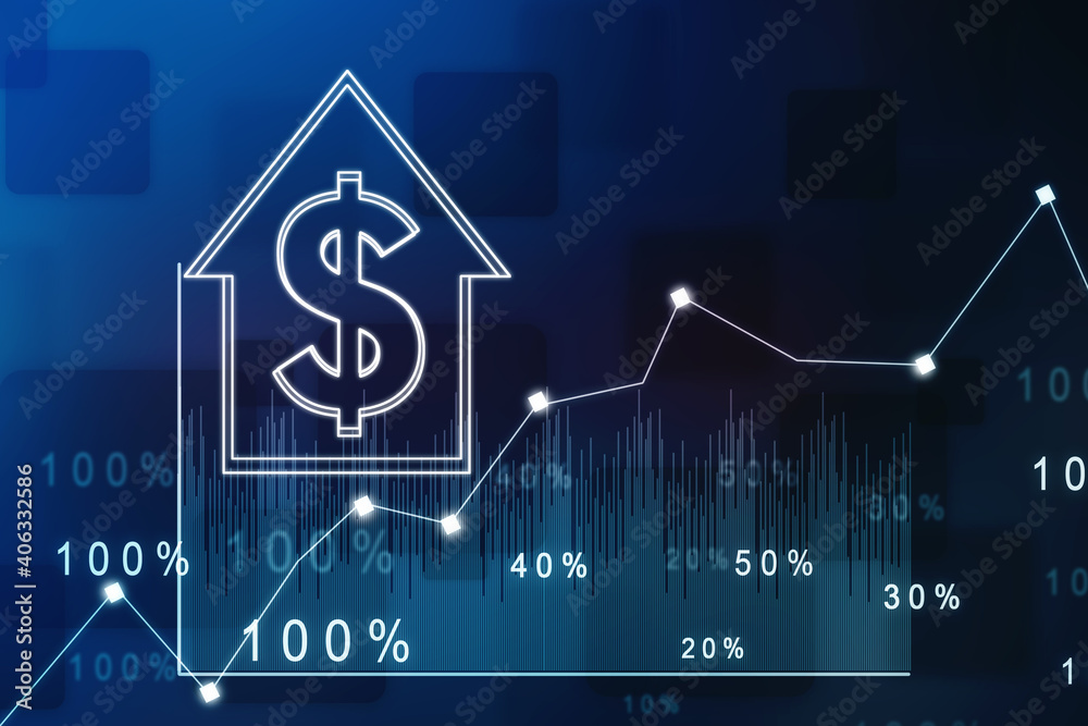 Fototapeta premium 2d rendering Real estate concept, Dollar Sign with house