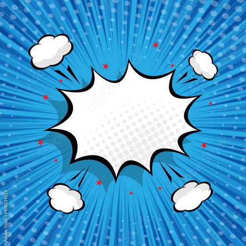 abstract comic background with blank speech bubble