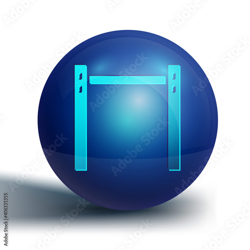 Blue Sport horizontal bar icon isolated on white background. Blue circle button. Vector.