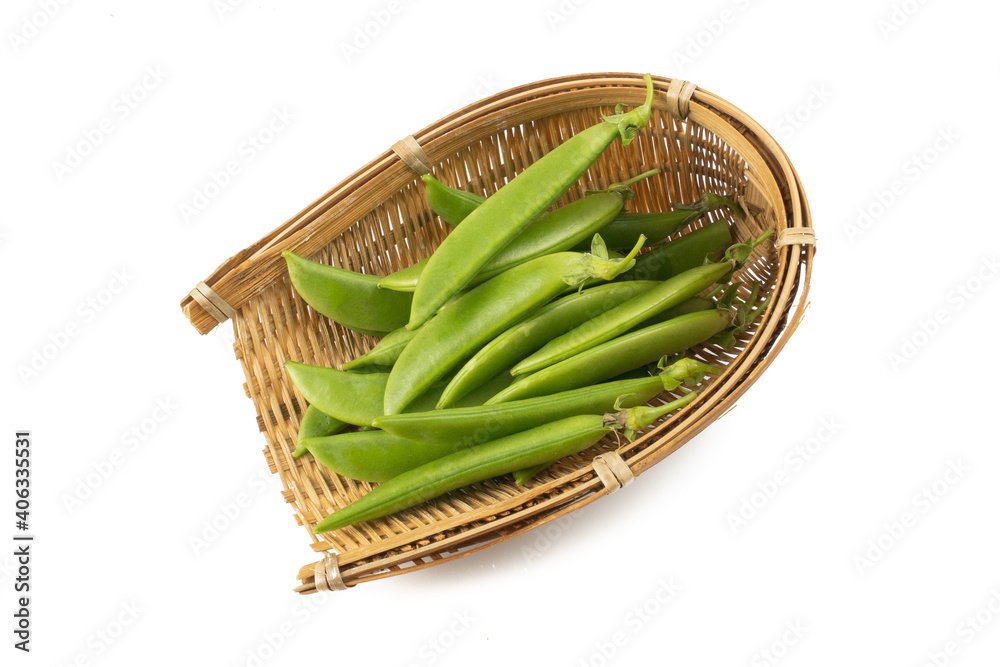 Fresh Green peas or sugar snap peas isolated on white background Fresh Green peas or sugar snap peas isolated on white background