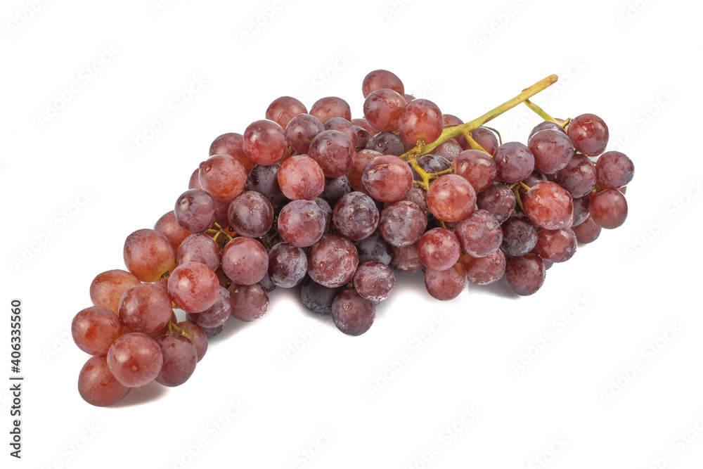 Fototapeta premium bunch of ripe and juicy red grapes isolated on white background