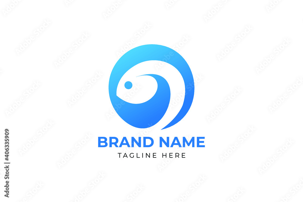 Modern fish logo design in circle