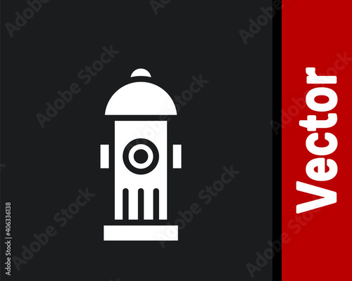 White Fire hydrant icon isolated on black background. Vector.