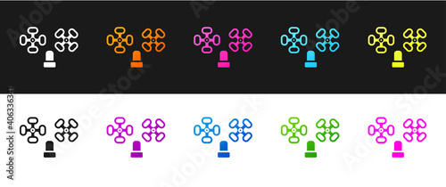 Set Water tap icon isolated on black and white background. Vector.