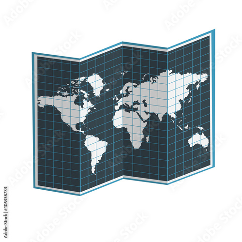 Cartography. Open world map, vector illustration