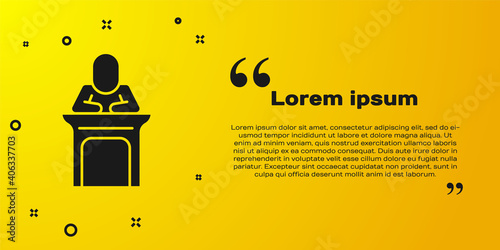 Black Judge icon isolated on yellow background. Vector.