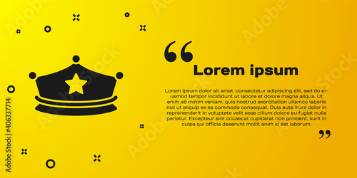 Black Police cap with cockade icon isolated on yellow background. Police hat sign. Vector.