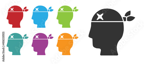 Black Pirate captain icon isolated on white background. Set icons colorful. Vector.