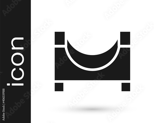Black Skate park icon isolated on white background. Set of ramp, roller, stairs for a skatepark. Extreme sport. Vector.