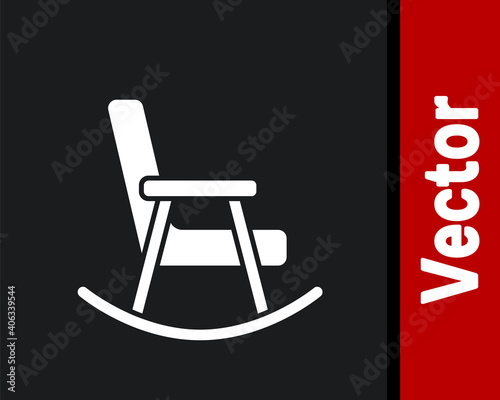 White Rocking chair icon isolated on black background. Vector.