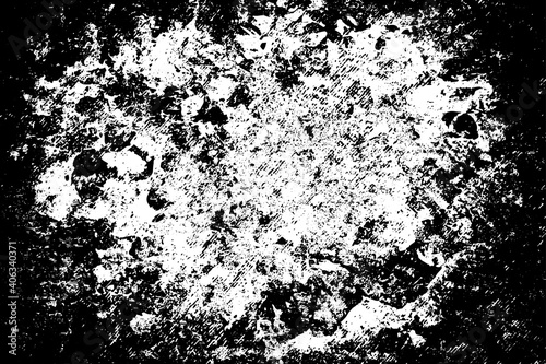 Black and white background. Monochrome grunge background. Abstract texture of dirt, dust, blots, chips. Dirty dirty surface