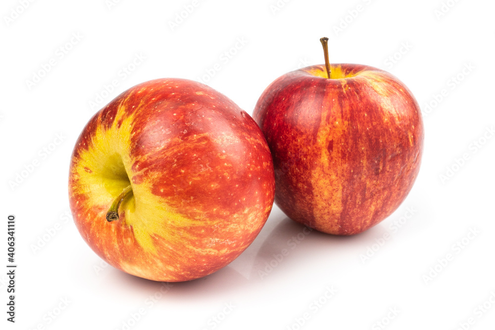 Organic Gala apples (Malus domestica) isolated on white background.Healthy Fruit Concept and Weight Loss Organic Gala apples (Malus domestica) isolated on white background.Healthy Fruit Concept and Weight Loss