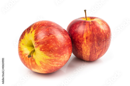 Organic Gala apples (Malus domestica) isolated on white background.Healthy Fruit Concept and Weight Loss
