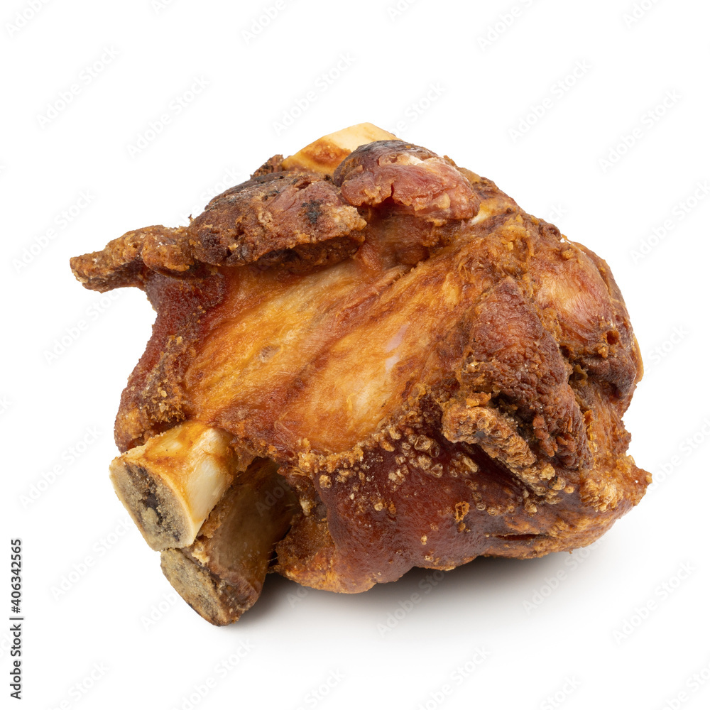 Deep Fried Crispy pork knuckle or German Pork Hocks isolated on white background Deep Fried Crispy pork knuckle or German Pork Hocks isolated on white background