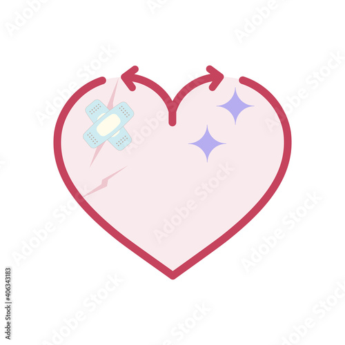 Fork junction traffic sign implied to heart shape as a gimmick of making decision. Vector illustration outline flat design.