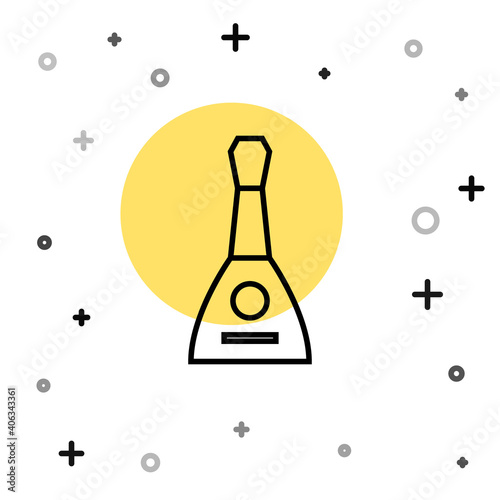 Black line Musical instrument balalaika icon isolated on white background. Random dynamic shapes. Vector.