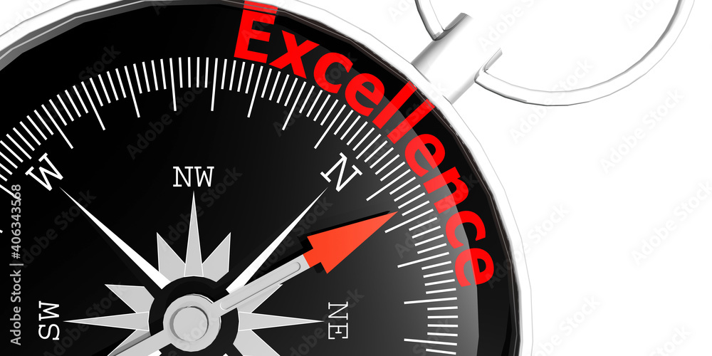 Compass needle pointing to word excellence Compass needle pointing to word excellence
