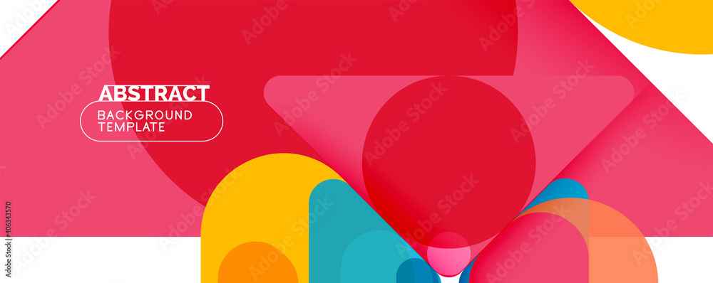 Flat geometric round shapes and dynamic lines, abstract background. Vector illustration for placards, brochures, posters and banners