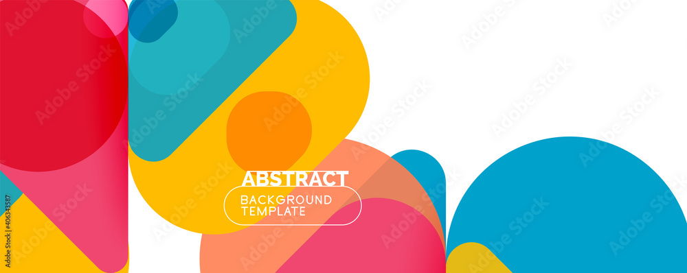 Flat geometric round shapes and dynamic lines, abstract background. Vector illustration for placards, brochures, posters and banners