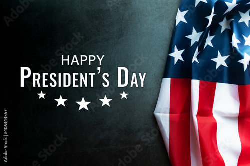 Presidents' Day Typography abstract Background with American Flag