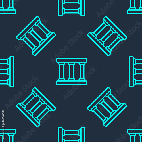 Green line Prison window icon isolated seamless pattern on blue background. Vector.