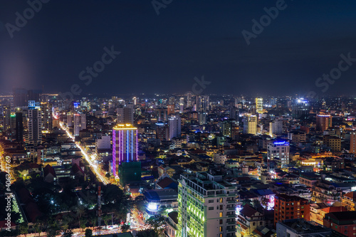 Night view from Skyscrape in Cambodia