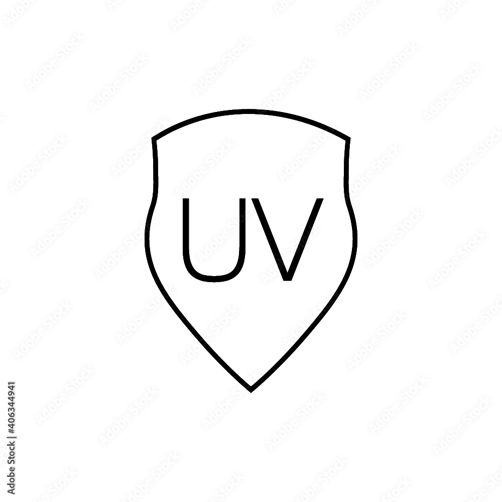 UV shield protection icon for web design isolated on white background UV shield protection icon for web design isolated on white background
