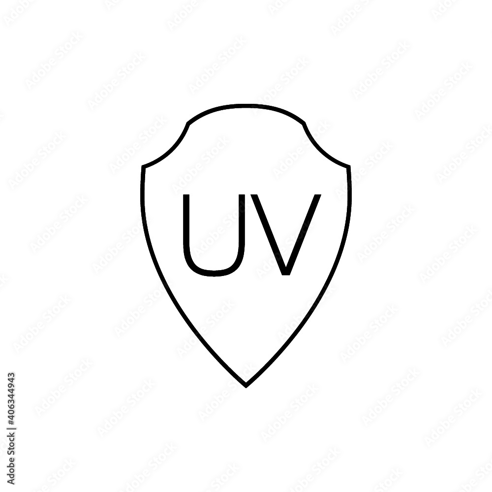 UV shield protection icon for web design isolated on white background UV shield protection icon for web design isolated on white background