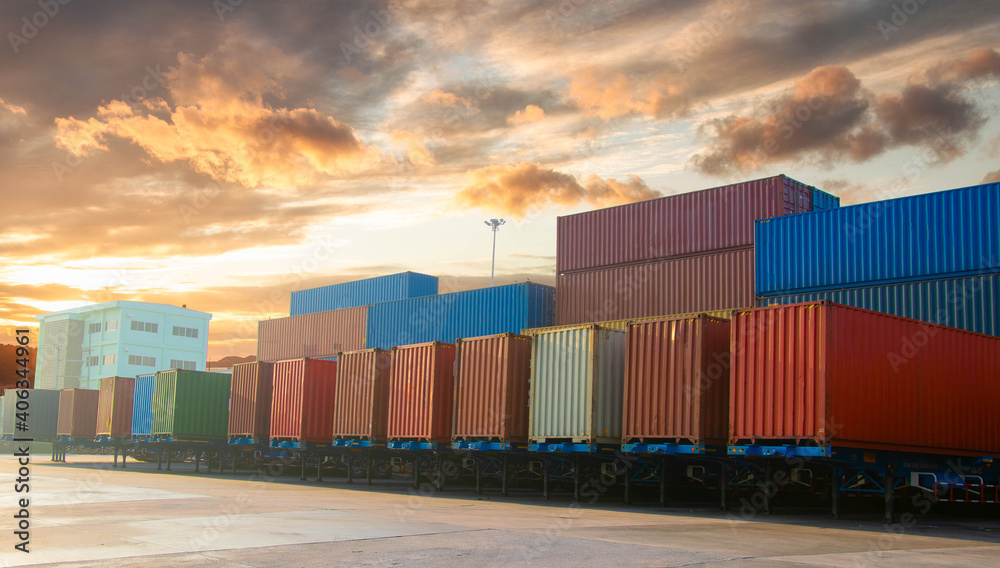 Fototapeta premium Industrial Container yard for Logistic Import Export business