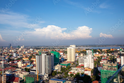 Phnom penh cambodia overview Daytime from Sky bar in the middle of city