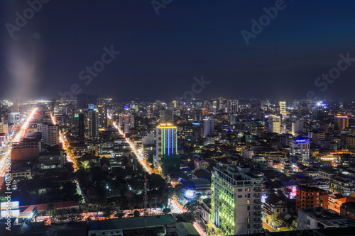 Night view from Skyscrape in Cambodia