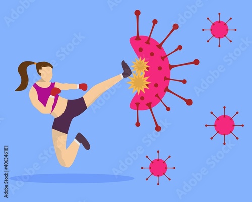Illustration vector design of fighter vs virus