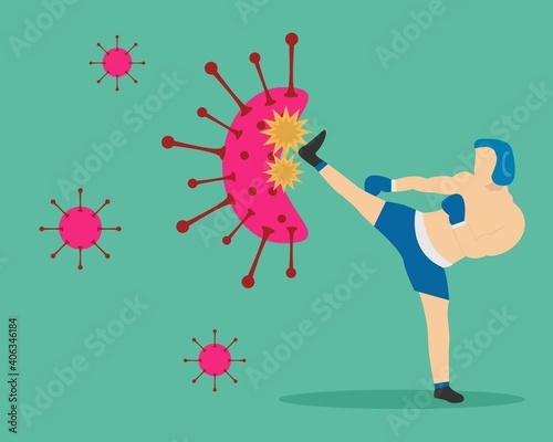 Illustration vector design of fighter vs virus