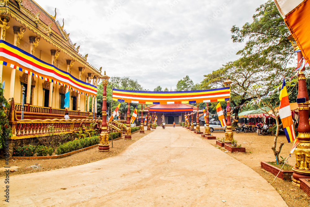 street inside Khmer Pagoda at Happy New Year Season