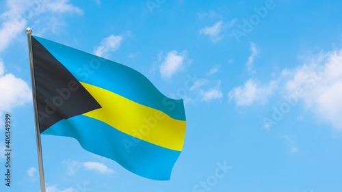 Bahamas flag on pole