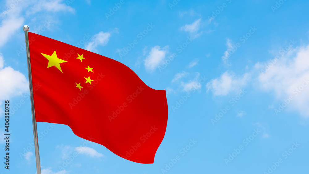 Naklejka premium China flag on pole