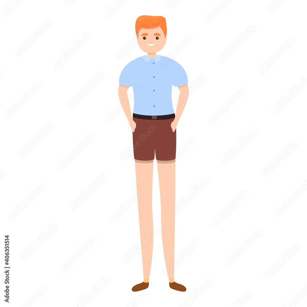 Boy summer uniform icon. Cartoon of boy summer uniform vector icon for web design isolated on white background