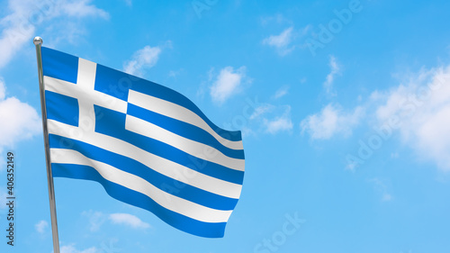 Greece flag on pole