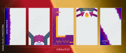 Wandavision theme Template for  Stories. Modern futuristic cover design for social media, flyers.