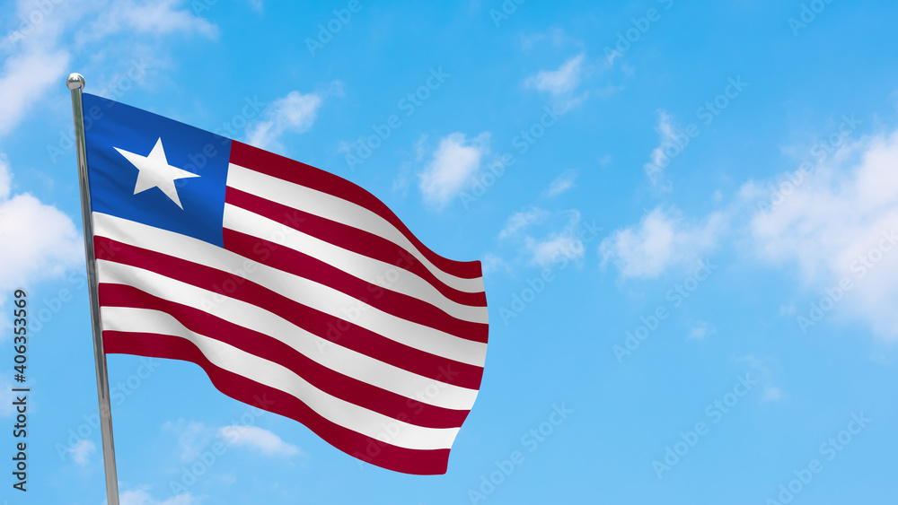 Liberia flag on pole