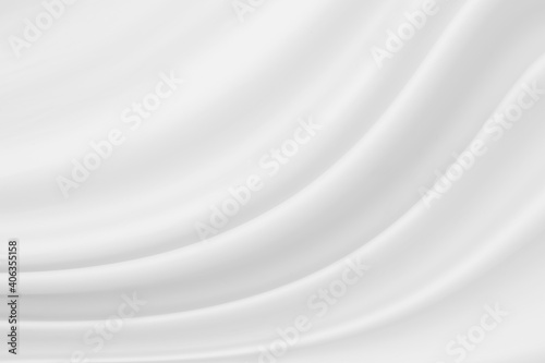 Closeup  elegant crumpled of white silk fabric cloth background and texture. Luxury background design.-Image.