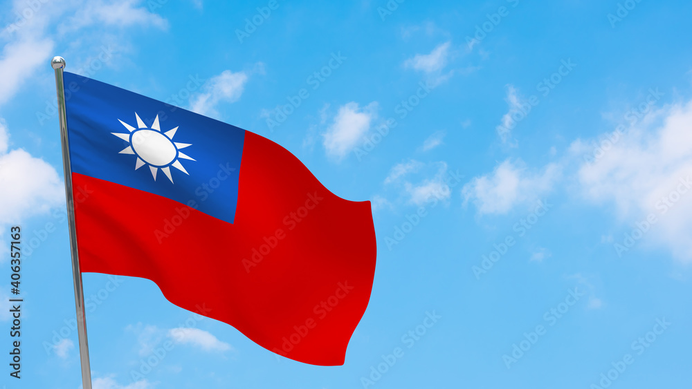 Naklejka premium Taiwan flag on pole