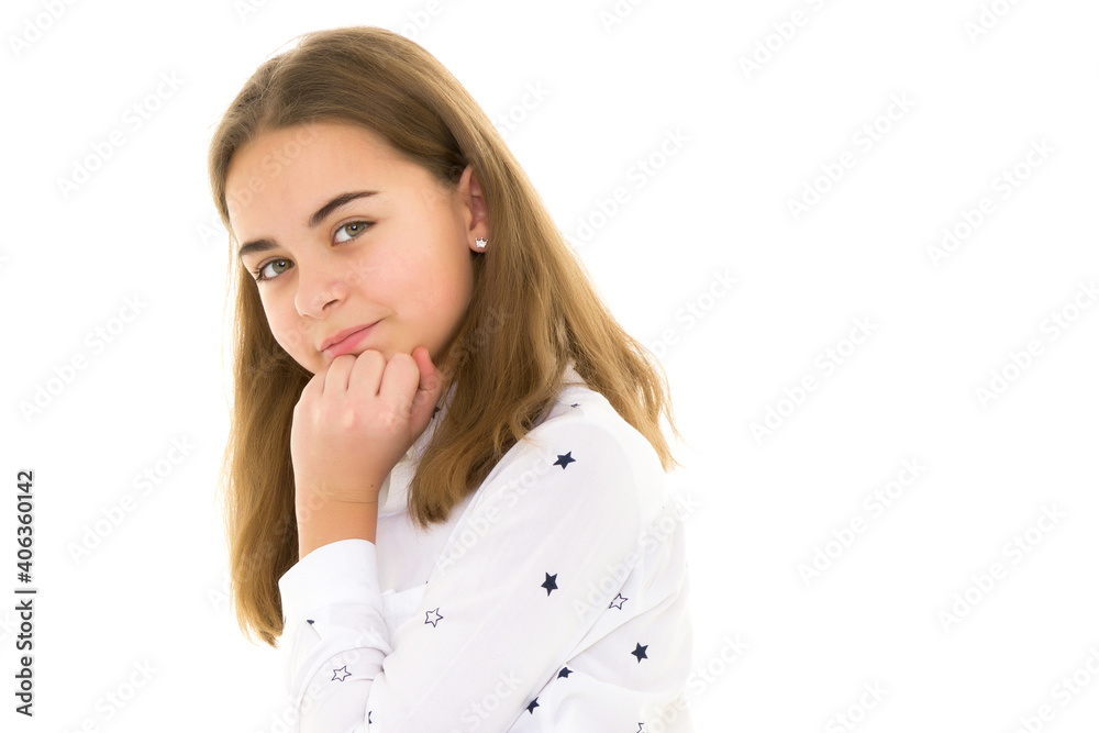Portrait of a little girl close-up.Isolated on white background. Portrait of a little girl close-up.Isolated on white background.
