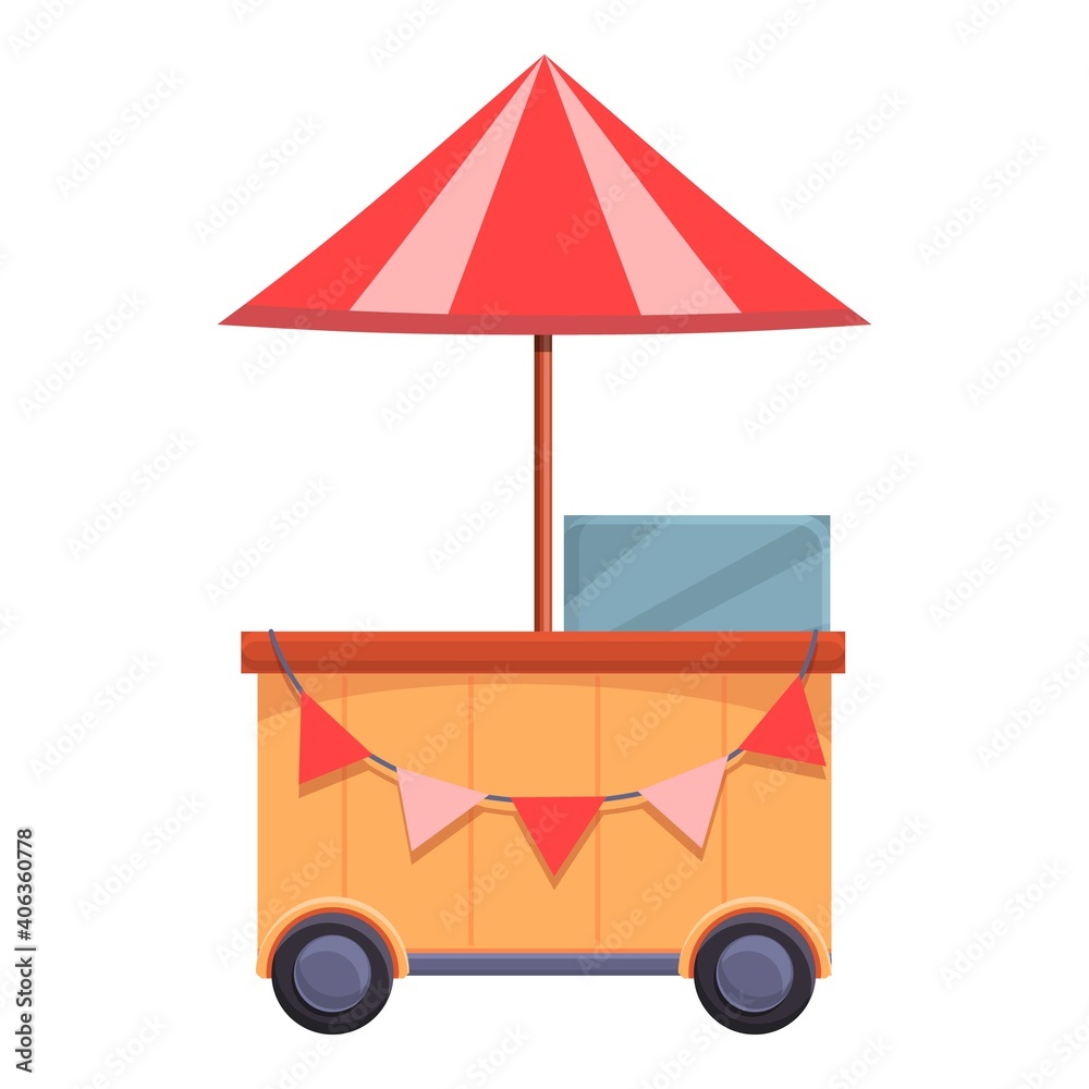 Hot dog stand icon. Cartoon of hot dog stand vector icon for web design isolated on white background Hot dog stand icon. Cartoon of hot dog stand vector icon for web design isolated on white background