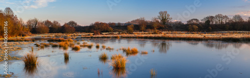 Fototapeta Naklejka Na Ścianę i Meble -  Sunrise over the Bowling Green Marsh and River Clyst, Topsham, Devon, England, Europe
