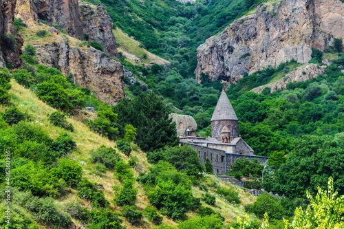 View from The Geghard monastery  located southeast of Geghard village  near Goght  Armenia