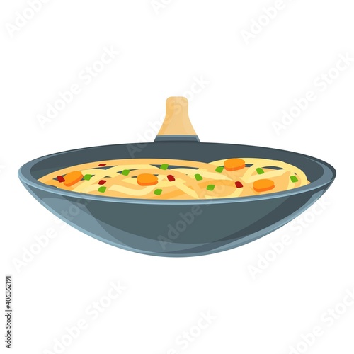 Fry wok pan icon. Cartoon of fry wok pan vector icon for web design isolated on white background